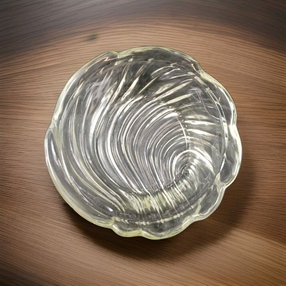 Kromex Lazy Susan Yellow Clear Swirl Center Glass Dish Bowl 1950s Vintage MCM